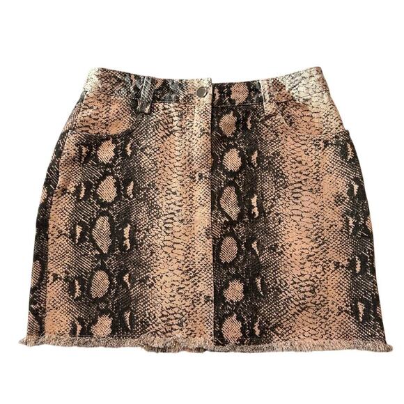 Blue Blush Dresses & Skirts - Pink snakeskin denim mini skirt size small